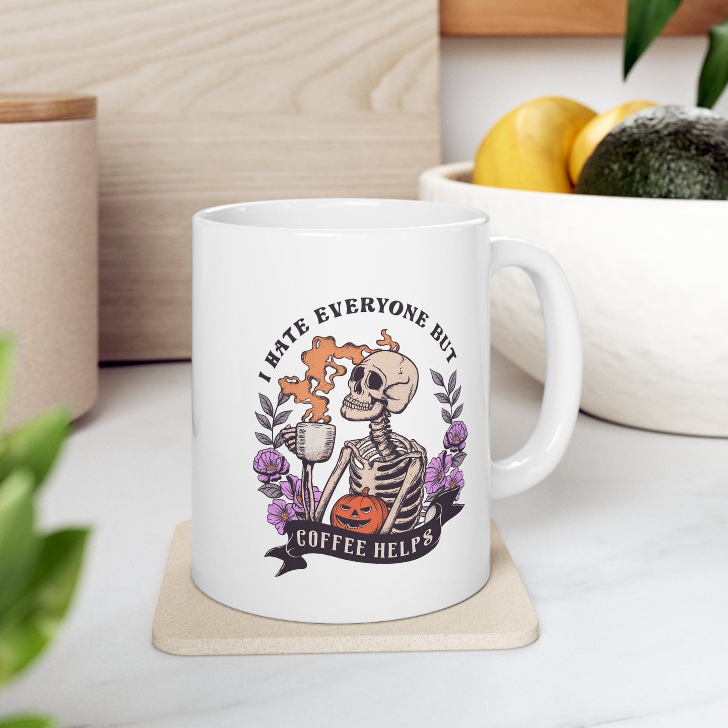 I Hate Everyone but Coffee Helps Mug, Funny Mug for Coffee Lovers, Awesome Gift Mug for Coffee Fans, Perfect Coffee Mug for your collection