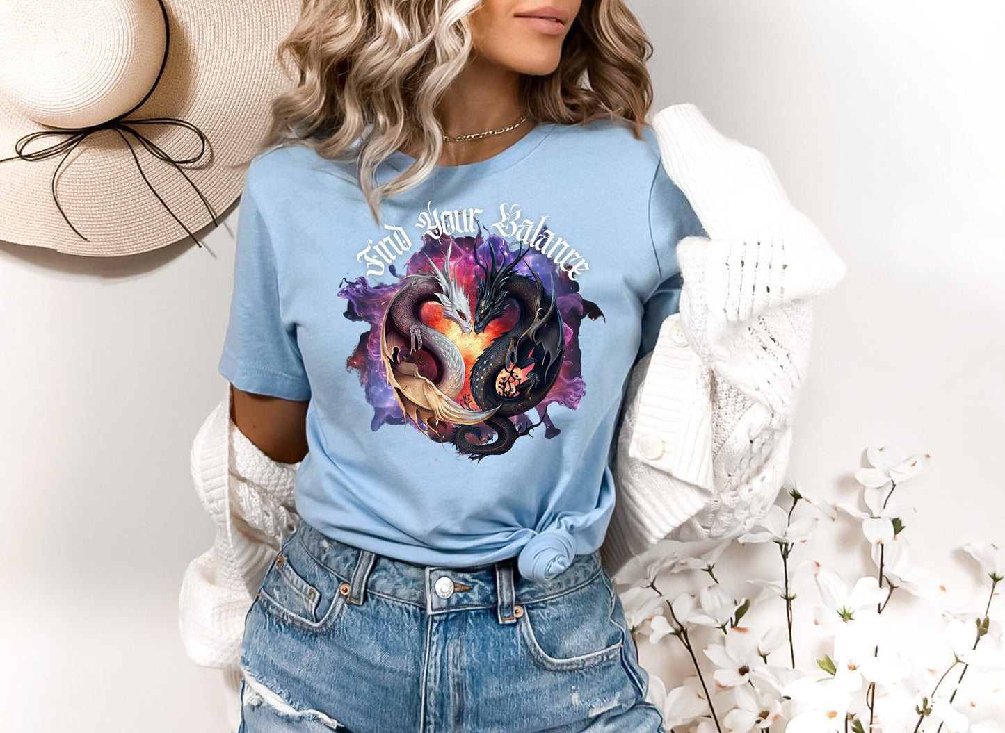 Stylish Graphic T shirt with Ying Yang Dragons.  Stylish shirt with Beautiful Design.  Motivational Message to bring inspiration.  Find your Balance with this amazing shirt.  This Shirt is as comfortable as it is awesome.
www.scorpiontees.etsy.com