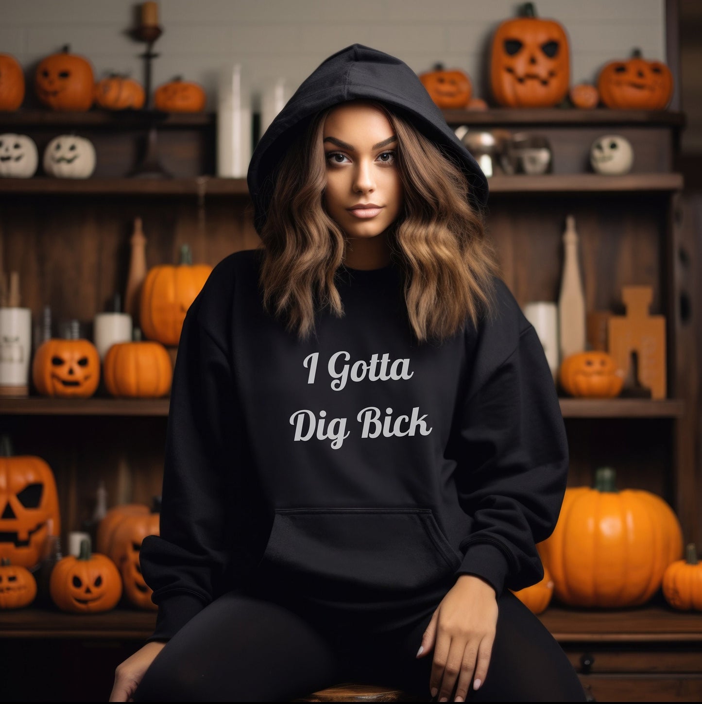 Warm, Stylish, Pullover Hoodie with Adult Humor.  I Gotta Dig Bick is hilarious on a Hoodie.  Guaranteed to get a ton of double takes and laughs as people read it wrong time and time again.  The perfect hoodie!  As comfortable as it is hilarious.