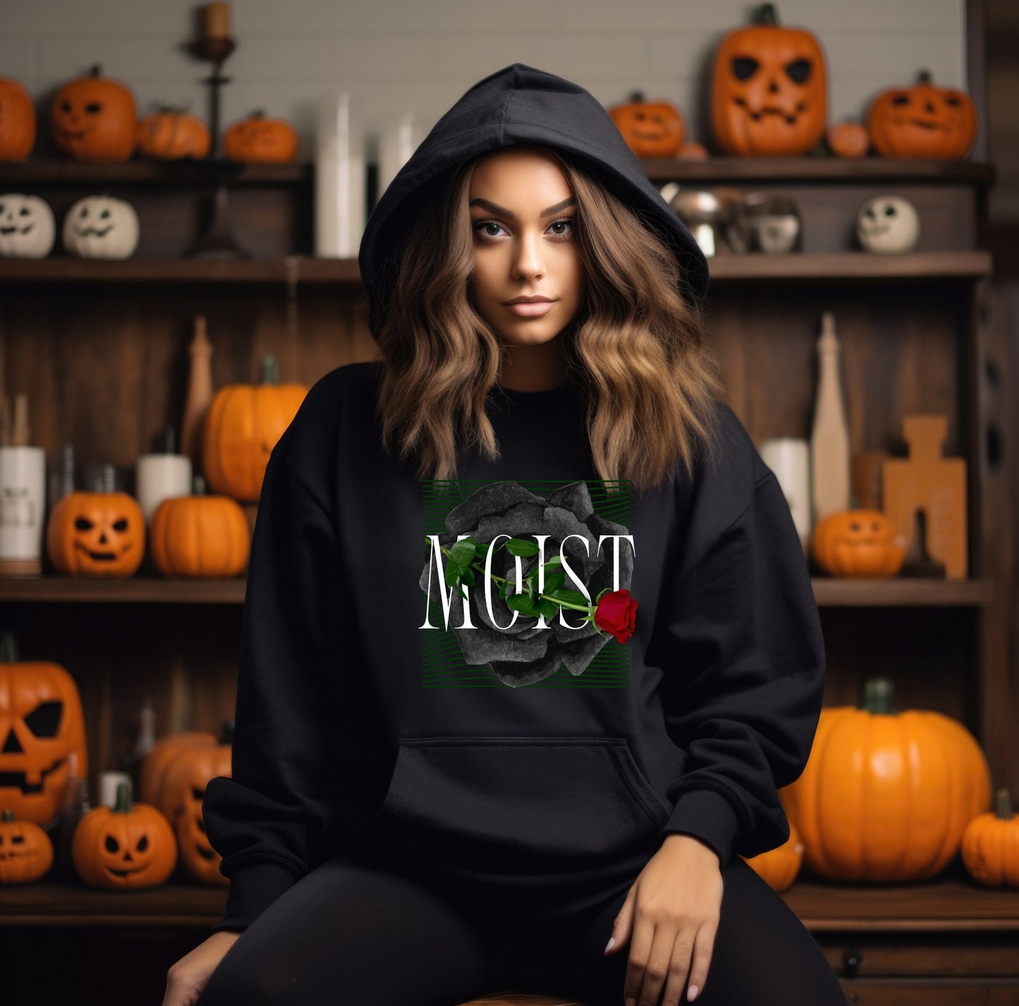 Moist rose funny graphic Hoodie, Moist flower Hoodie, people hate the word moist Hoodie, Cringe worthy moist Hoodie, hated word Moist Hoodie