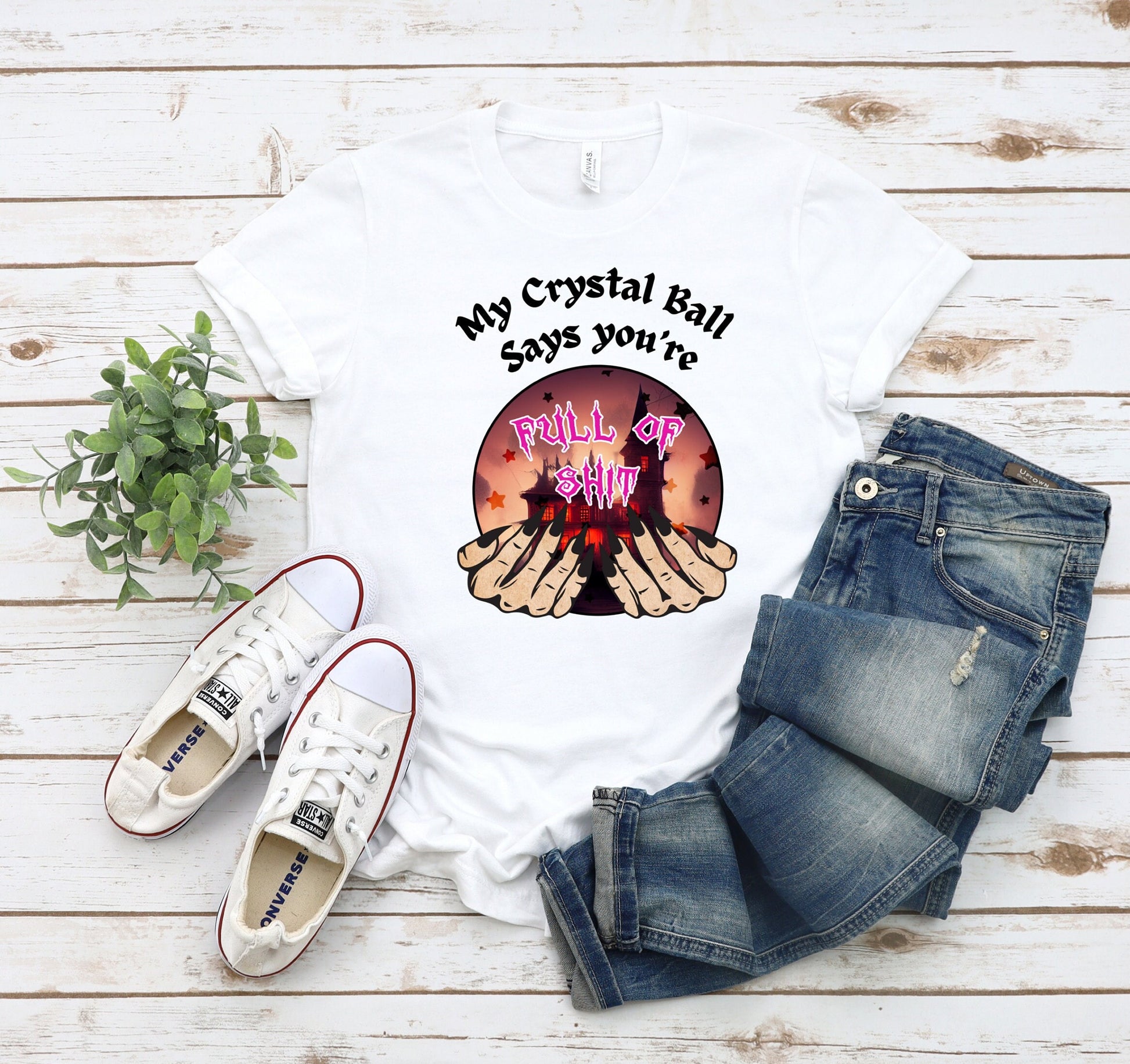 Hilarious crystal ball T shirt sure to get laughs and smiles. Funny Design of My crystal ball says you're full of Shit. Great gift for psychics, mystic, gypsies or anyone with a sense of humor. Get yours Today at www.scorpiontees.etsy.com