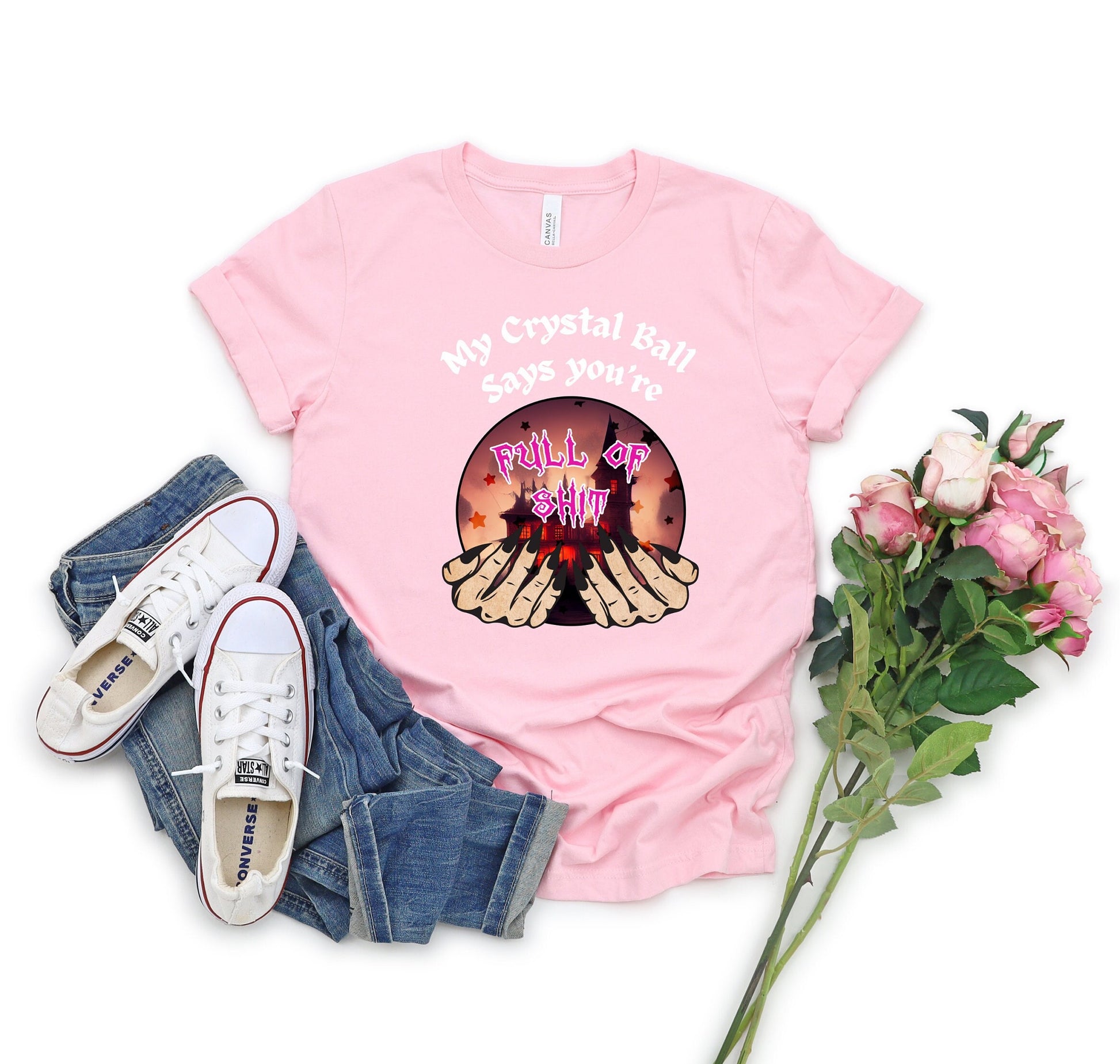 Hilarious crystal ball T shirt sure to get laughs and smiles. Funny Design of My crystal ball says you're full of Shit. Great gift for psychics, mystic, gypsies or anyone with a sense of humor. Get yours Today at www.scorpiontees.etsy.com
