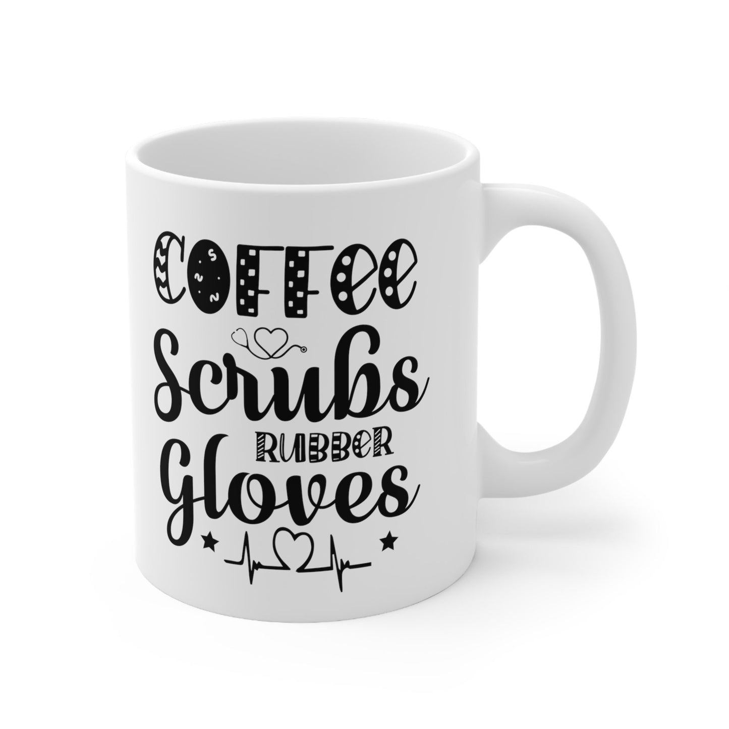 Coffee Scrubs Rubber Gloves Nursing Mug, I love nurses Mug, Awesome gift Mug for a Special nurse, Thank you gift Mug for Loving nurse