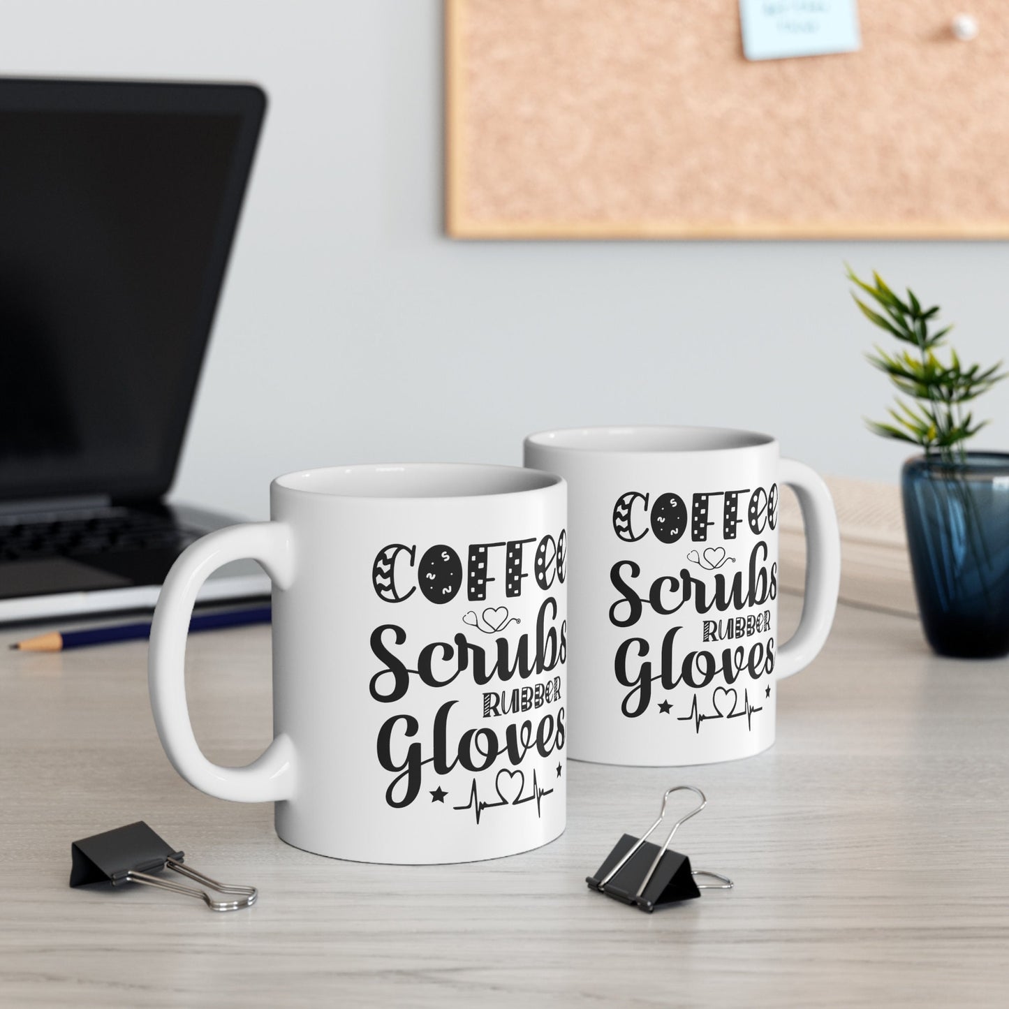 Coffee Scrubs Rubber Gloves Nursing Mug, I love nurses Mug, Awesome gift Mug for a Special nurse, Thank you gift Mug for Loving nurse