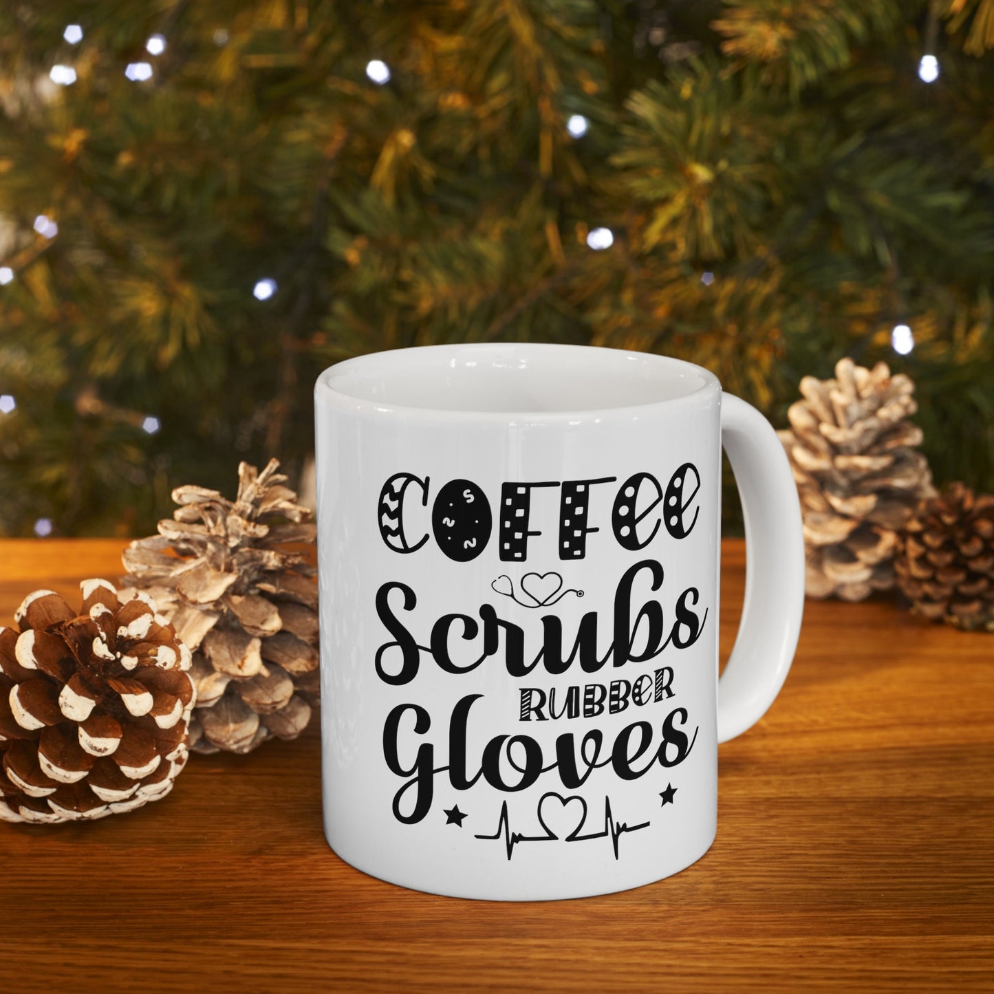 Coffee Scrubs Rubber Gloves Nursing Mug, I love nurses Mug, Awesome gift Mug for a Special nurse, Thank you gift Mug for Loving nurse