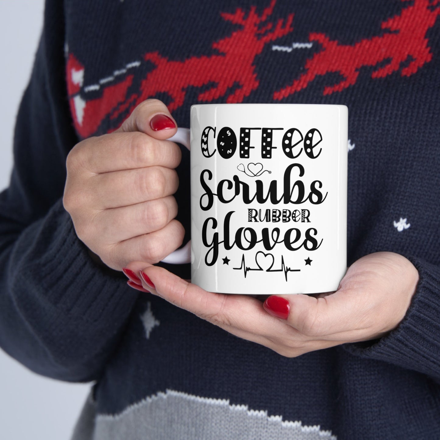Coffee Scrubs Rubber Gloves Nursing Mug, I love nurses Mug, Awesome gift Mug for a Special nurse, Thank you gift Mug for Loving nurse