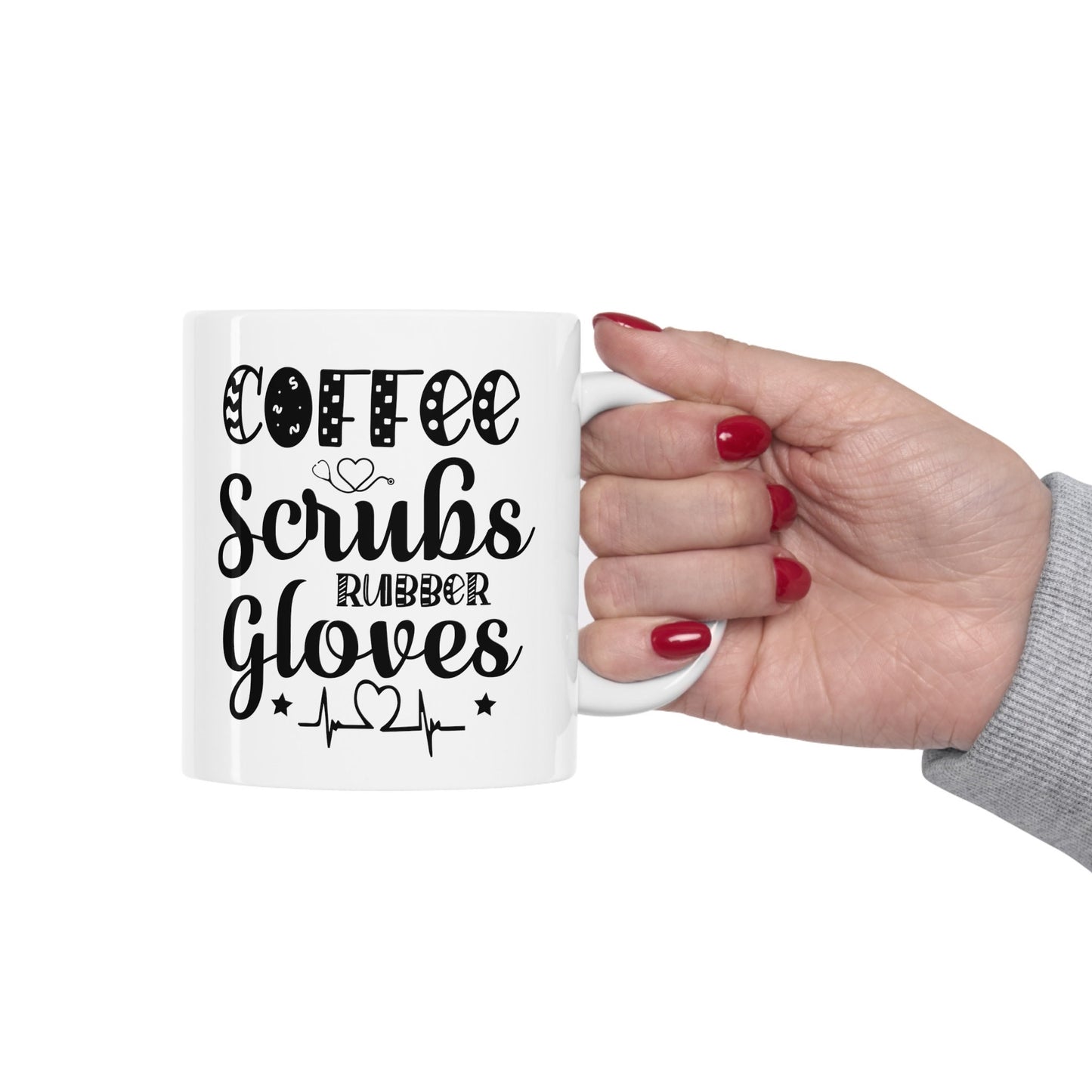 Coffee Scrubs Rubber Gloves Nursing Mug, I love nurses Mug, Awesome gift Mug for a Special nurse, Thank you gift Mug for Loving nurse