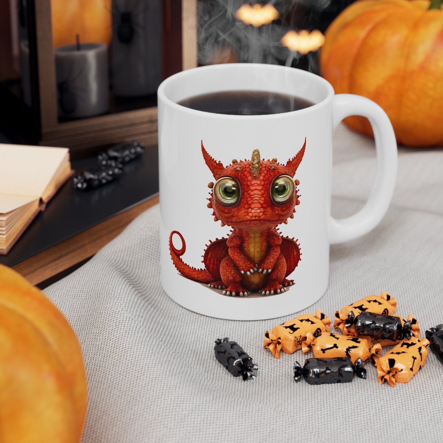 Ruby red Adorable Baby Dragon Coffee Mug, Heart of a Dragon Mug, White Ceramic Mug for Dragon Lovers, Gift Mug for your Dragon Spirit