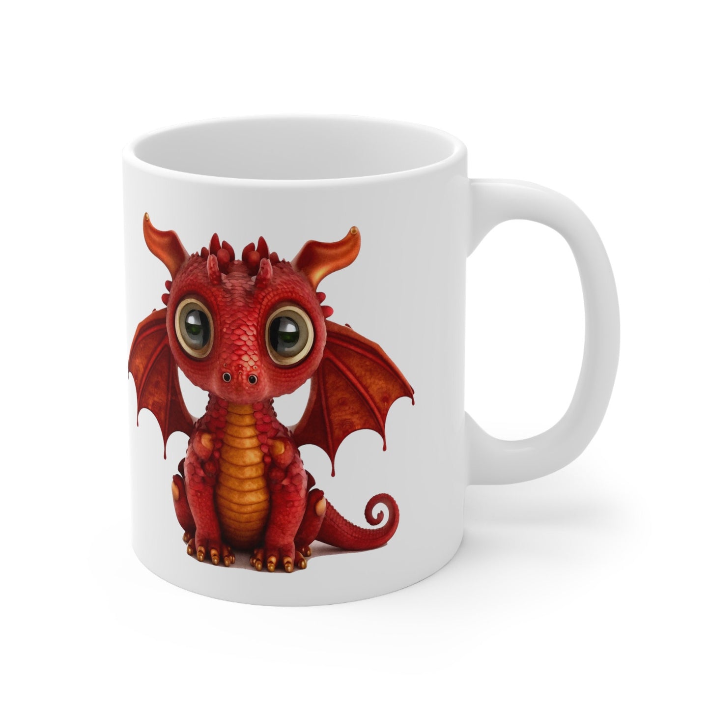 Ruby red Adorable Baby Dragon Coffee Mug, Heart of a Dragon Mug, White Ceramic Mug for Dragon Lovers, Gift Mug for your Dragon Spirit