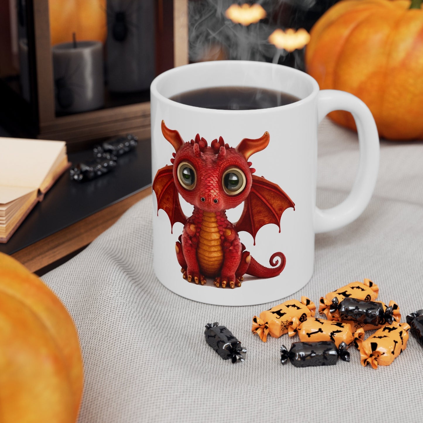 Ruby red Adorable Baby Dragon Coffee Mug, Heart of a Dragon Mug, White Ceramic Mug for Dragon Lovers, Gift Mug for your Dragon Spirit