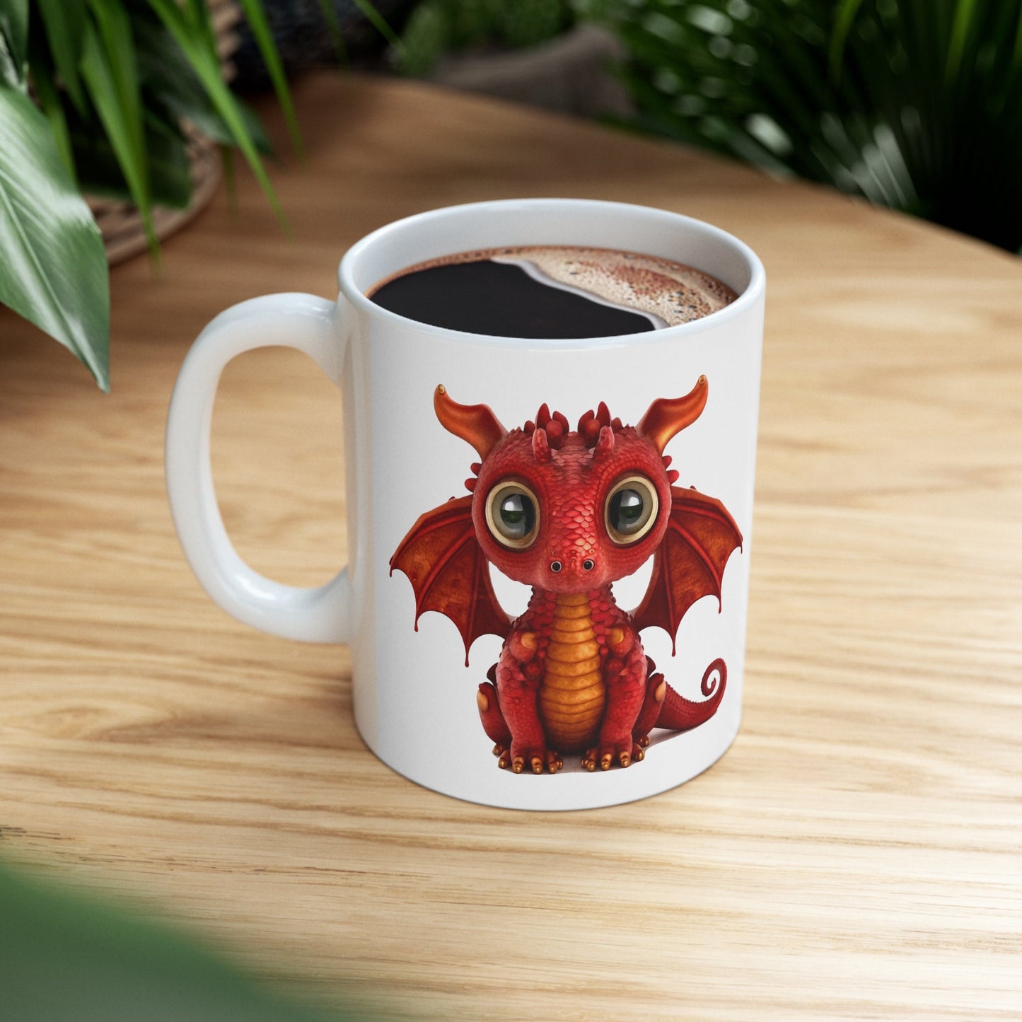 Ruby red Adorable Baby Dragon Coffee Mug, Heart of a Dragon Mug, White Ceramic Mug for Dragon Lovers, Gift Mug for your Dragon Spirit