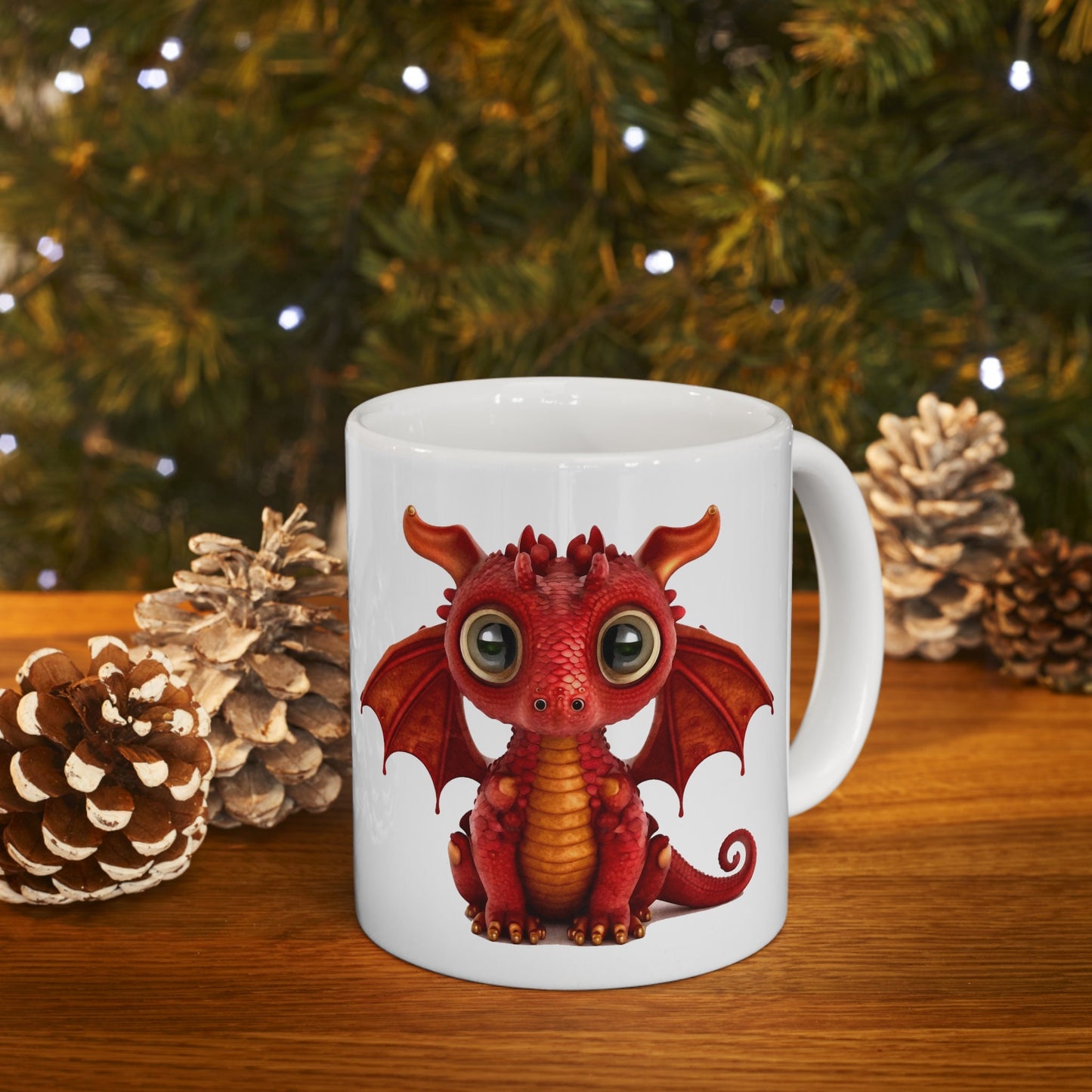Ruby red Adorable Baby Dragon Coffee Mug, Heart of a Dragon Mug, White Ceramic Mug for Dragon Lovers, Gift Mug for your Dragon Spirit