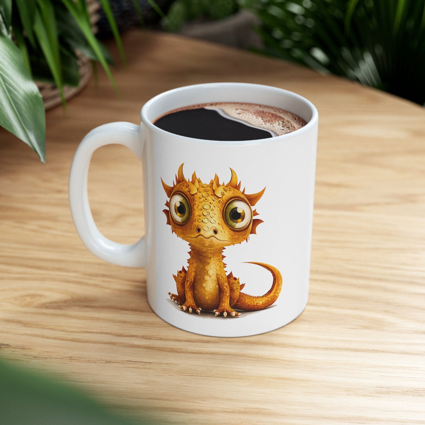 Golden Adorable Baby Dragon Coffee Mug, Heart of a Dragon Mug, White Ceramic Mug for Dragon Lovers, Gift Mug for your Dragon Spirit