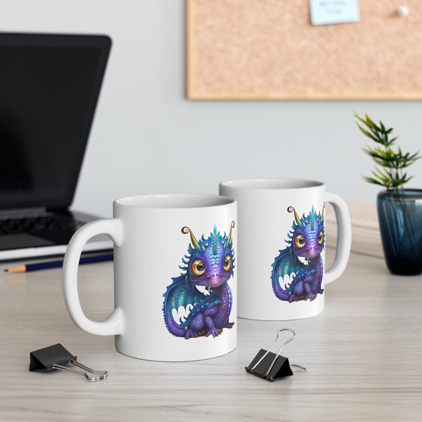 Purple Blue Adorable Baby Ice Dragon Coffee Mug, Heart of a Dragon Mug, White Ceramic Mug for Dragon Lovers, Gift Mug for your Dragon Spirit