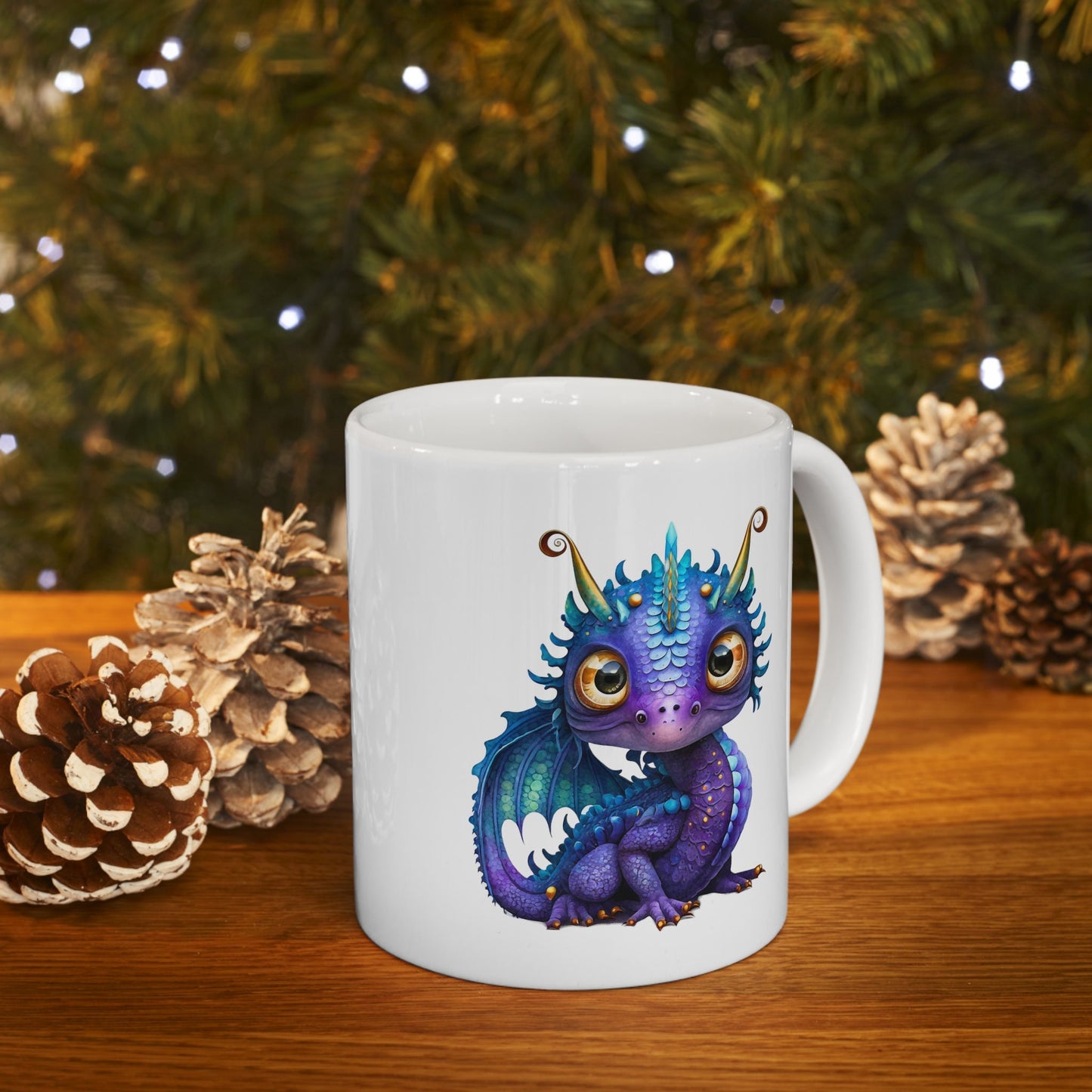 Purple Blue Adorable Baby Ice Dragon Coffee Mug, Heart of a Dragon Mug, White Ceramic Mug for Dragon Lovers, Gift Mug for your Dragon Spirit