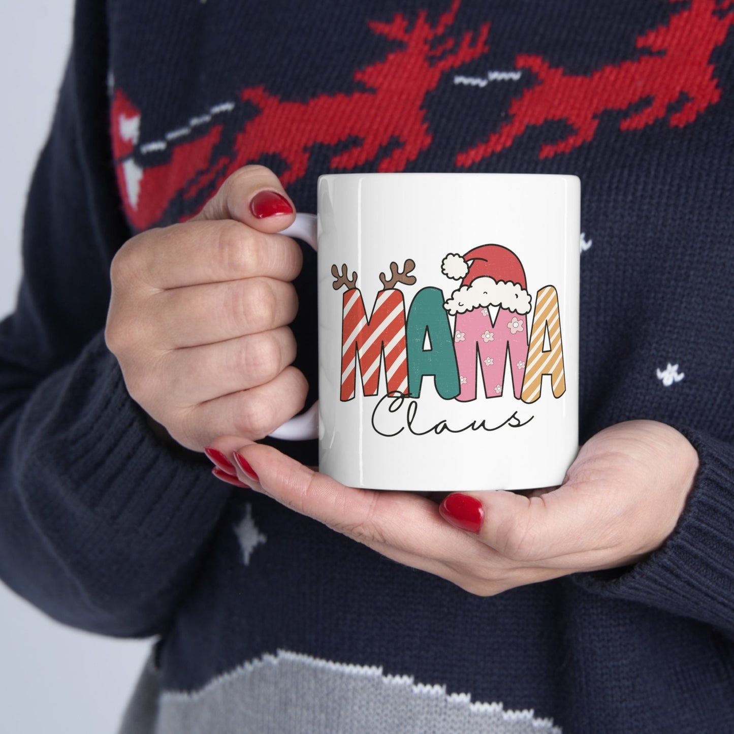 Mama Claus Christmas Mug, Perfect Holiday Cheer Coffee Mug, Gift Mug for Christmas Spirit, Cute Christmas mugs for Family and friends