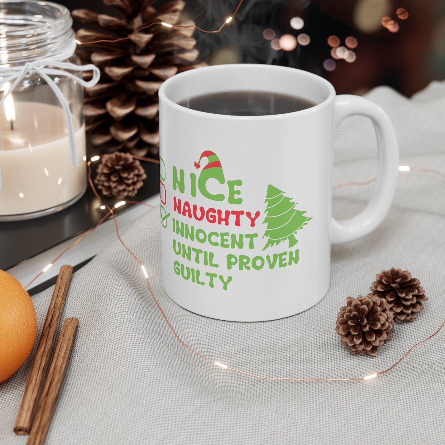 Naughty or Nice Chritmas Mug, Perfect Holiday Cheer Coffee Mug, Gift Mug for Christmas Spirit, Cute Christmas mugs for Family and friends