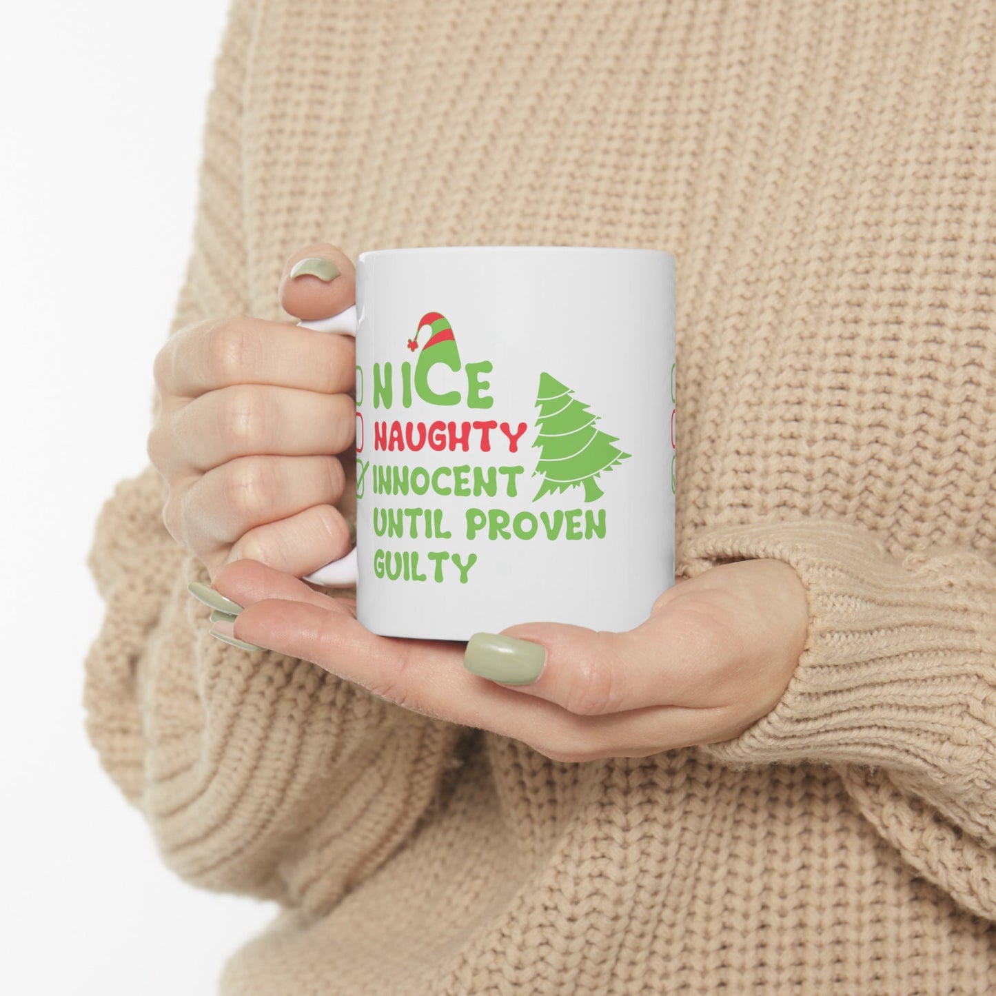 Naughty or Nice Chritmas Mug, Perfect Holiday Cheer Coffee Mug, Gift Mug for Christmas Spirit, Cute Christmas mugs for Family and friends