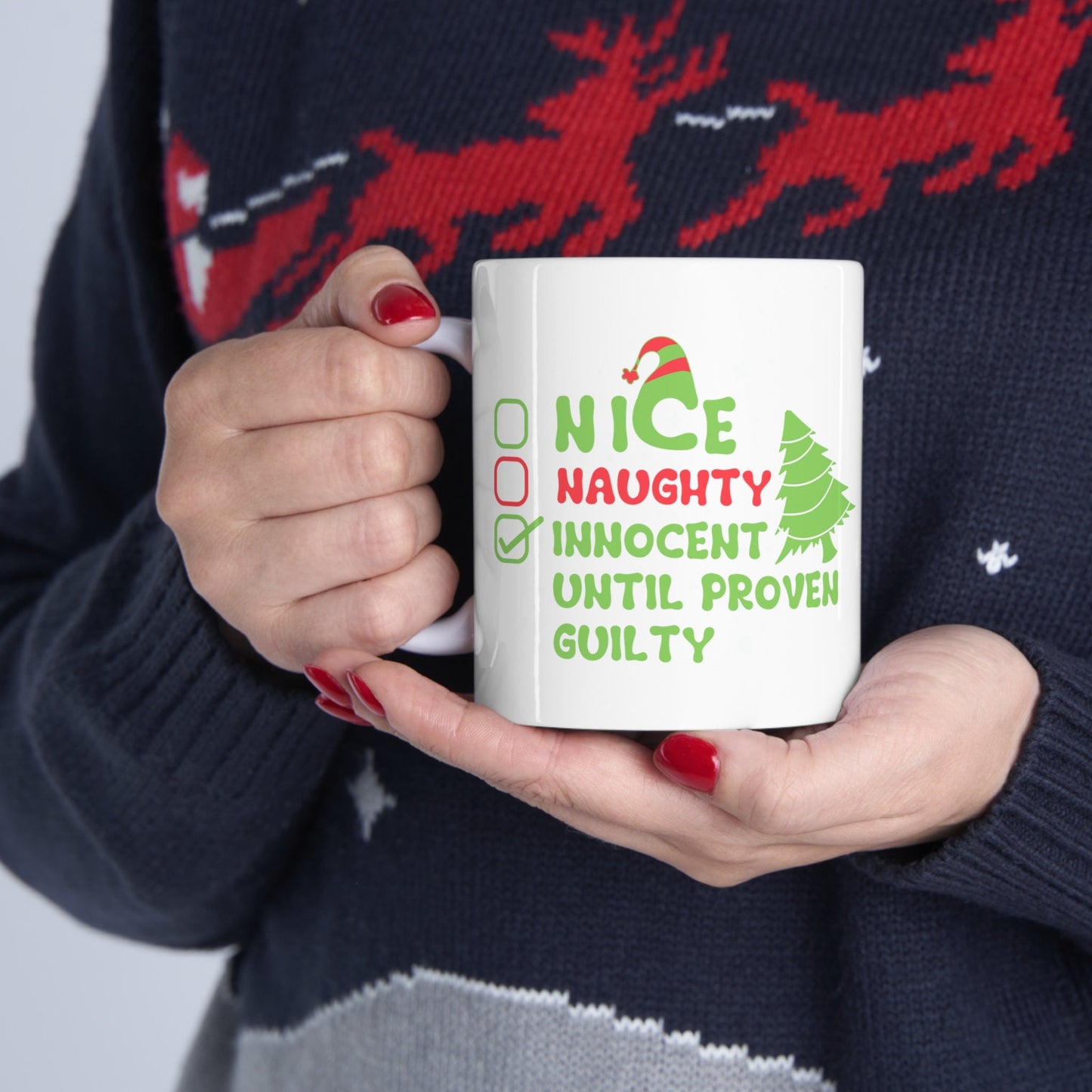 Naughty or Nice Chritmas Mug, Perfect Holiday Cheer Coffee Mug, Gift Mug for Christmas Spirit, Cute Christmas mugs for Family and friends
