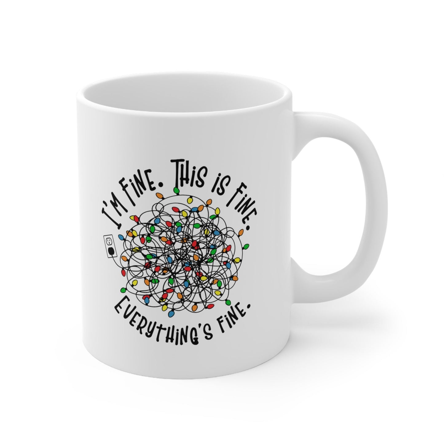 Im Fine This is Fine Xmas Mug, Perfect Holiday Cheer Coffee Mug, Gift Mug for Christmas Spirit, Cute Christmas mugs for Family and friends