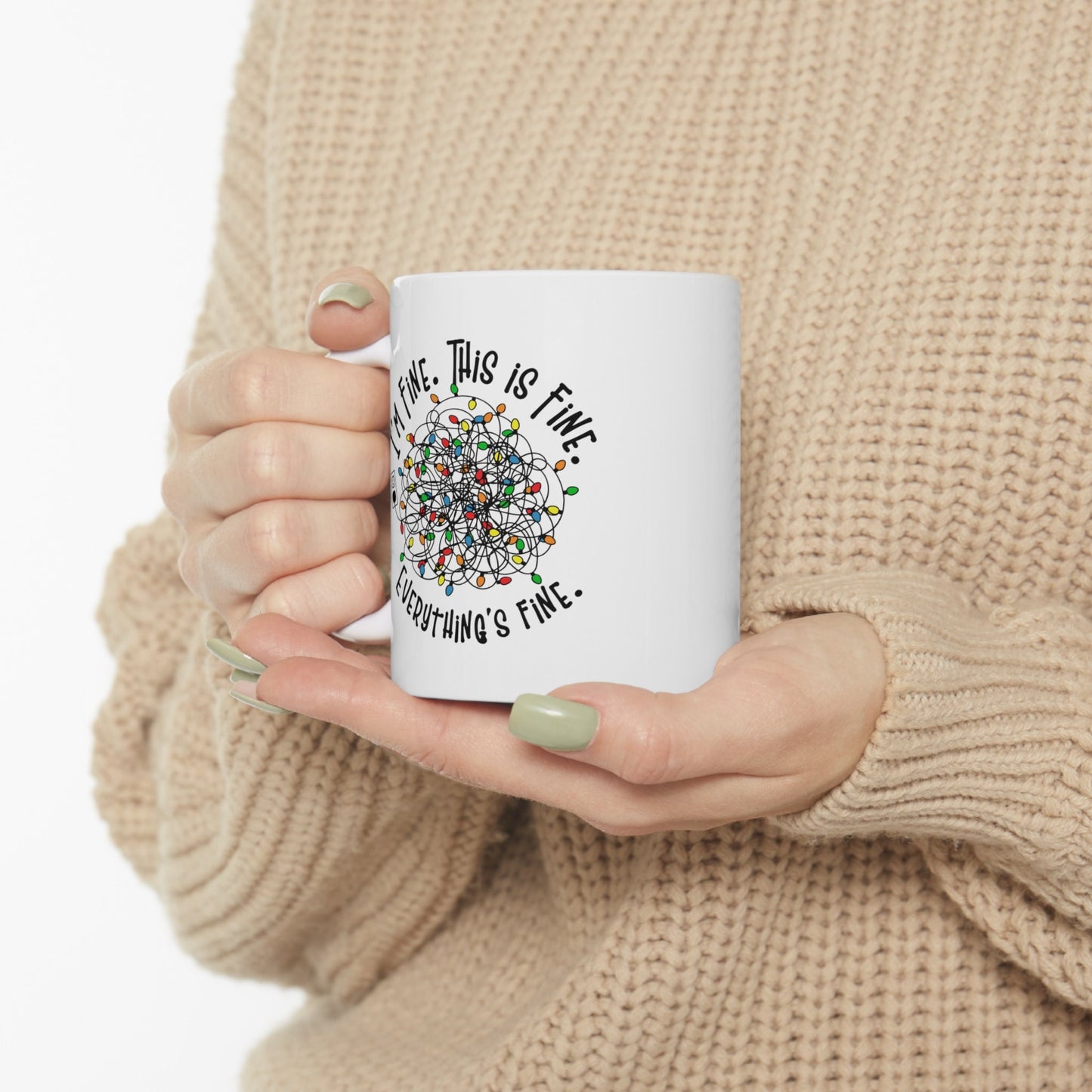 Im Fine This is Fine Xmas Mug, Perfect Holiday Cheer Coffee Mug, Gift Mug for Christmas Spirit, Cute Christmas mugs for Family and friends