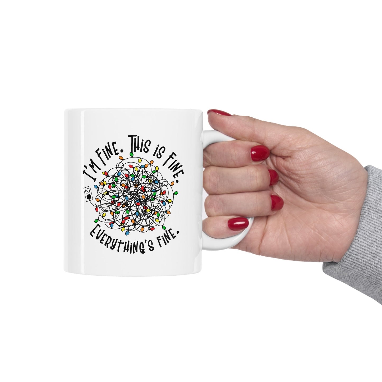 Im Fine This is Fine Xmas Mug, Perfect Holiday Cheer Coffee Mug, Gift Mug for Christmas Spirit, Cute Christmas mugs for Family and friends