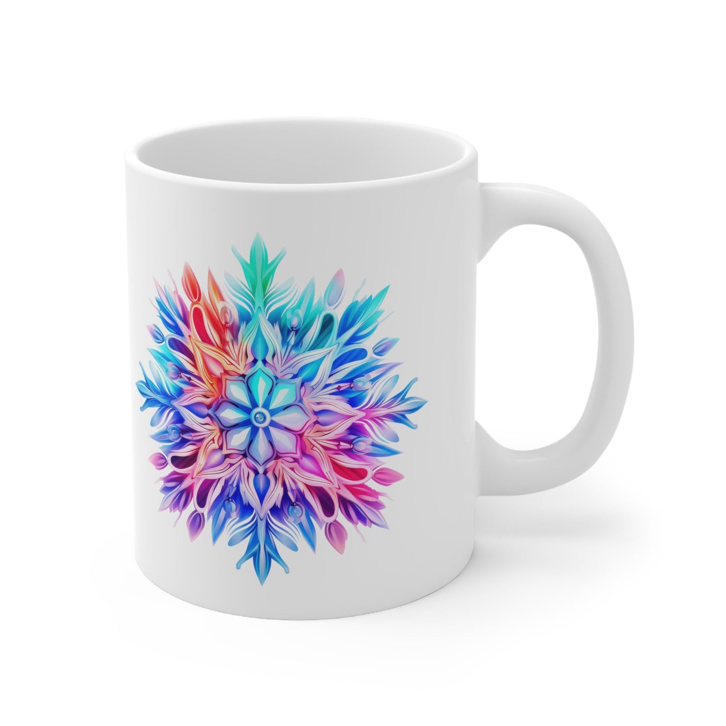 Rainbow Snowflake Christmas Mug, Perfect Holiday Cheer Coffee Mug, Gift Mug for Christmas Spirit, Cute Christmas mugs for Family and friends