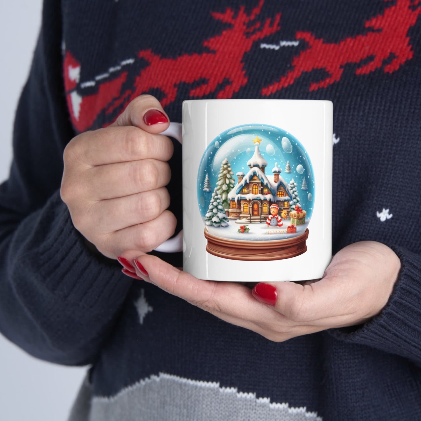 Snow Globe Christmas Mug, Perfect Holiday Cheer Coffee Mug, Gift Mug for Christmas Spirit, Cute Christmas mugs for Family and friends