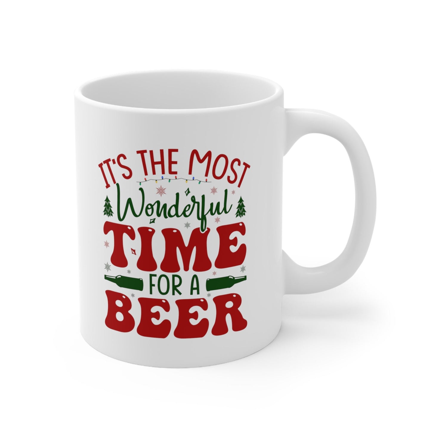 Time for A Beer Christmas Mug, Perfect Holiday Cheer Coffee Mug, Gift Mug for Christmas Spirit, Cute Christmas mugs for Family and friends