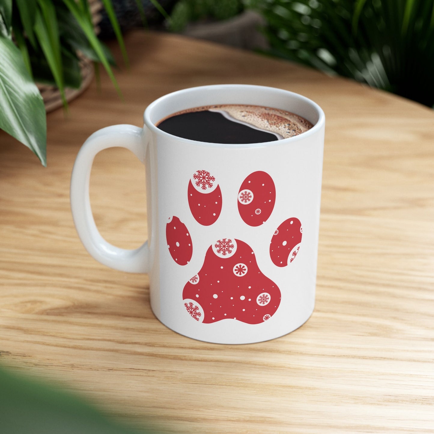 Holiday Paw Print Christmas Mug, Perfect Holiday Cheer Coffee Mug, Gift Mug for Christmas Spirit, Cute Christmas mugs for Family and friends