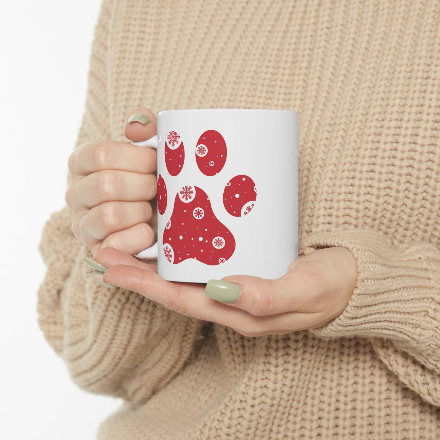Holiday Paw Print Christmas Mug, Perfect Holiday Cheer Coffee Mug, Gift Mug for Christmas Spirit, Cute Christmas mugs for Family and friends