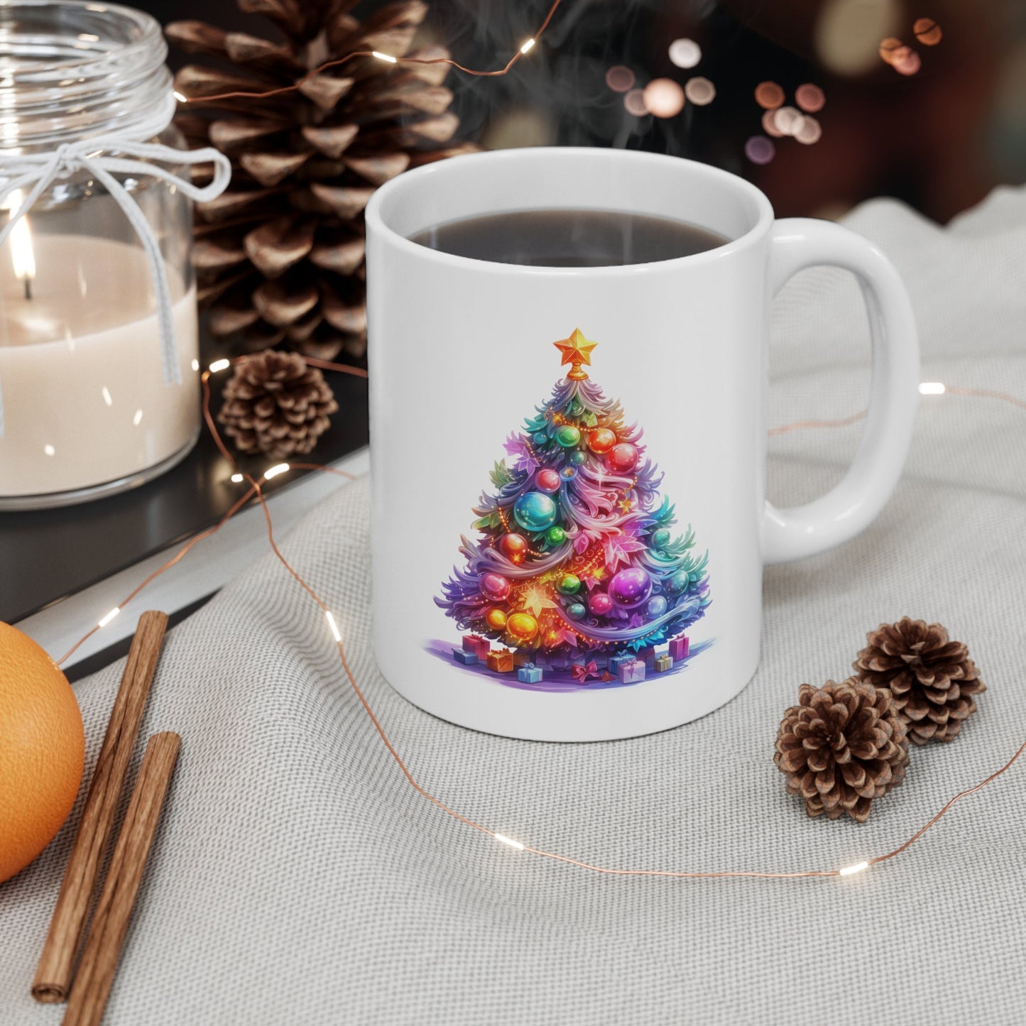 Holiday Tree Christmas Mug, Perfect Holiday Cheer Coffee Mug, Gift Mug for Christmas Spirit, Cute Christmas mugs for Family and friends