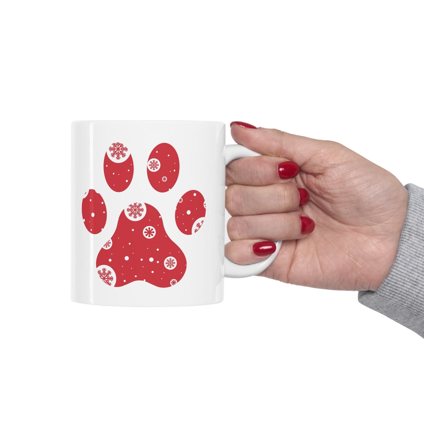 Holiday Paw Print Christmas Mug, Perfect Holiday Cheer Coffee Mug, Gift Mug for Christmas Spirit, Cute Christmas mugs for Family and friends
