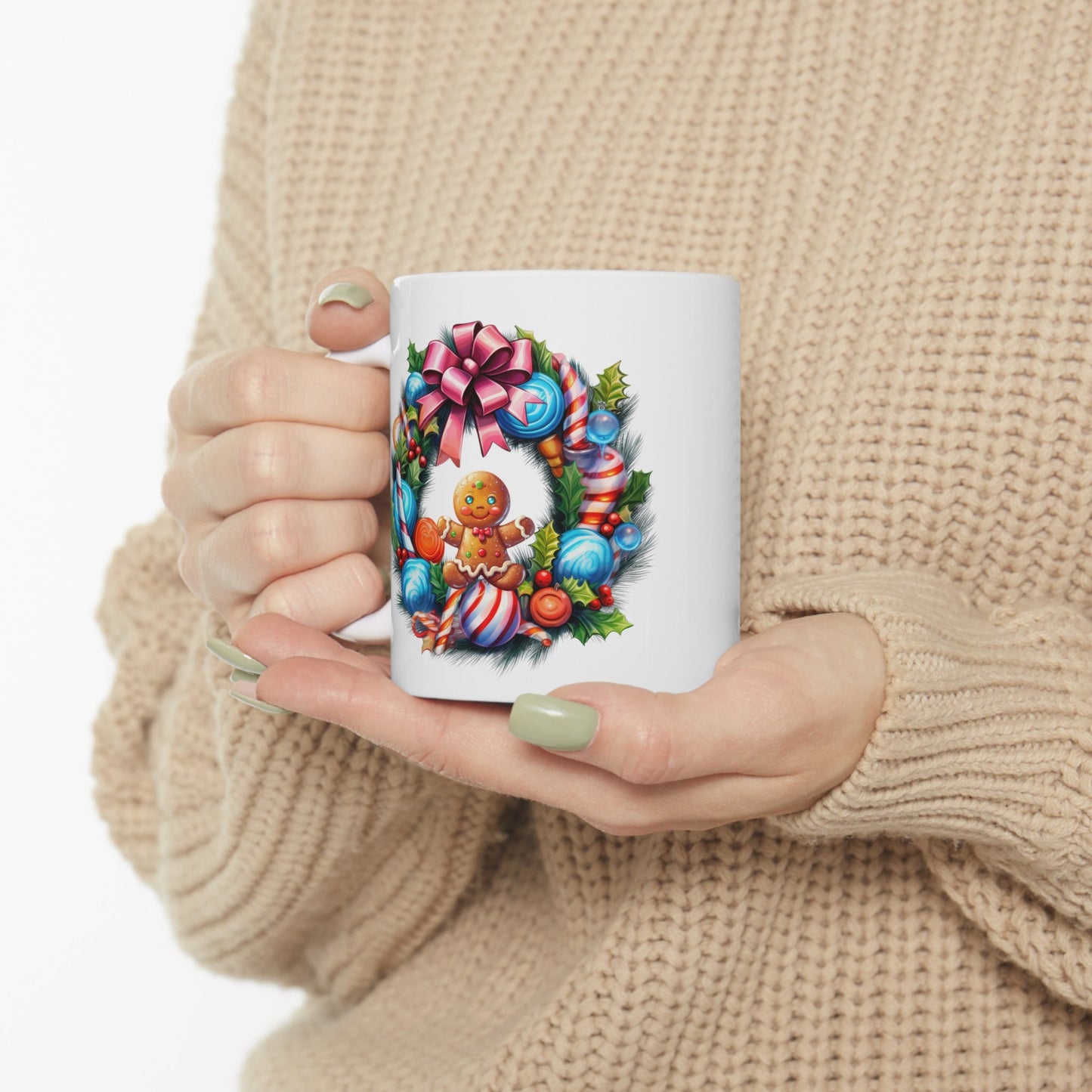 Holiday reef Gingerbread man Mug, Perfect Holiday Cheer Coffee Mug, Gift Mug for Christmas Spirit, Cute Christmas mug for Family and friends