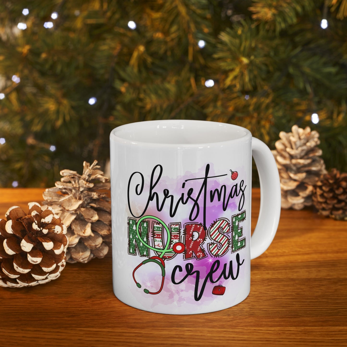 Christmas Nurse Crew Nursing Mug, Perfect Holiday Cheer Coffee Mug, Gift Mug for Christmas Spirit, Cute Christmas mug for Family and friends