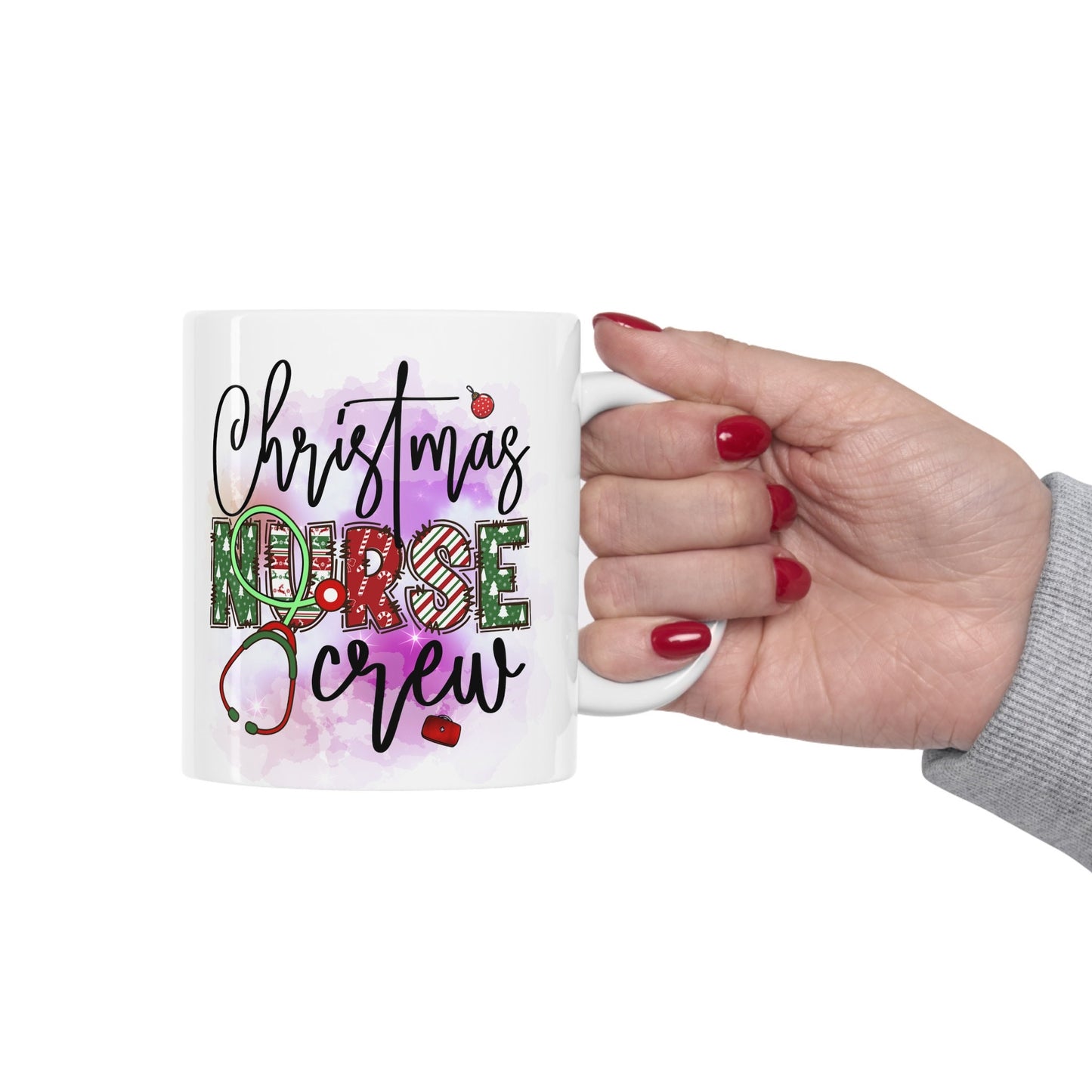Christmas Nurse Crew Nursing Mug, Perfect Holiday Cheer Coffee Mug, Gift Mug for Christmas Spirit, Cute Christmas mug for Family and friends