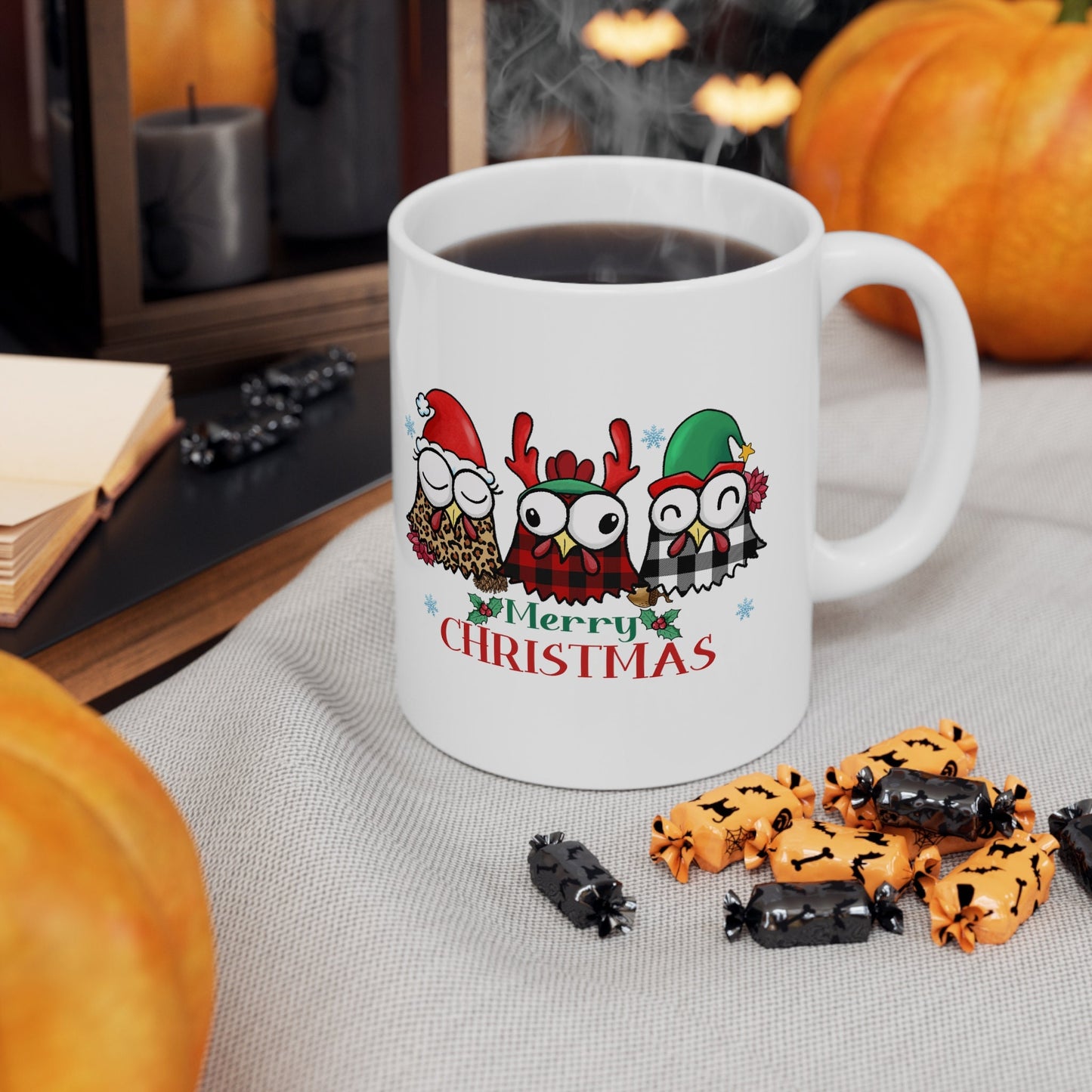 Christmas Chickens Christmas Mug, Perfect Holiday Cheer Coffee Mug, Gift Mug for Christmas Spirit, Cute Christmas mug for Family and friends