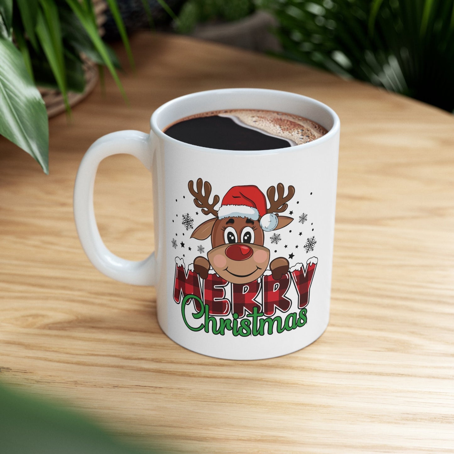 Reindeer Merry Christmas Mug, Perfect Holiday Cheer Coffee Mug, Gift Mug for Christmas Spirit, Cute Christmas mug for Family and friends
