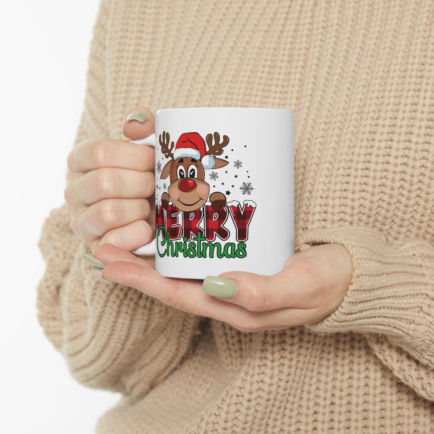 Reindeer Merry Christmas Mug, Perfect Holiday Cheer Coffee Mug, Gift Mug for Christmas Spirit, Cute Christmas mug for Family and friends
