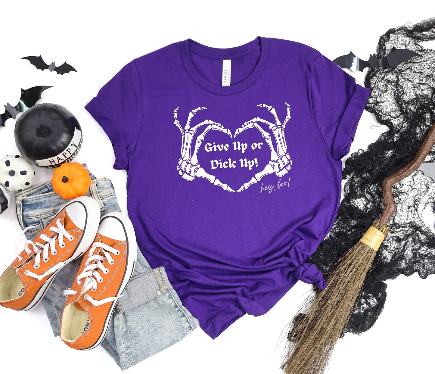 Give up or Dick up shirt by Scorpion Tees and More.  The awesome shirt has two skeleton hands making a heart shape gesture while telling someone to Man up!  Comfortable Yet Stylish.  Pick one up today.  www.scorpiontees.etsy.com