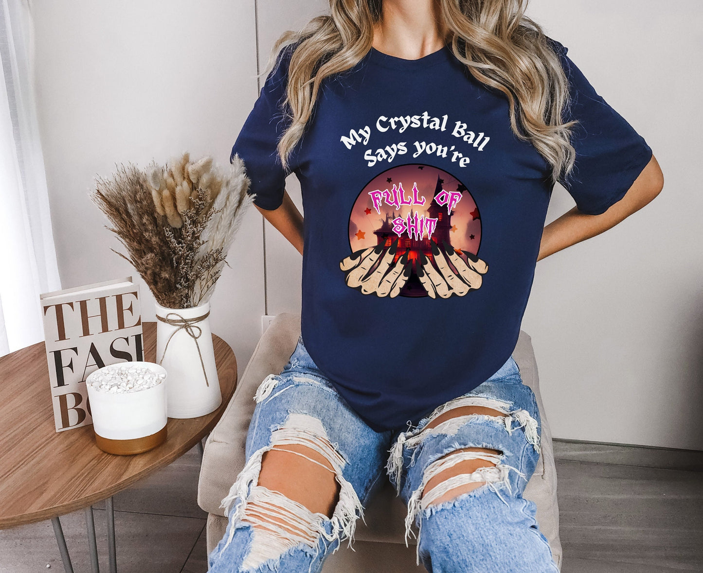 Hilarious crystal ball T shirt sure to get laughs and smiles. Funny Design of My crystal ball says you're full of Shit. Great gift for psychics, mystic, gypsies or anyone with a sense of humor. Get yours Today at www.scorpiontees.etsy.com