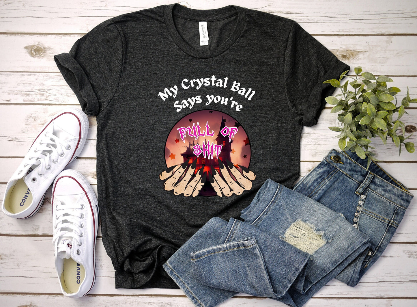 Hilarious crystal ball T shirt sure to get laughs and smiles. Funny Design of My crystal ball says you're full of Shit. Great gift for psychics, mystic, gypsies or anyone with a sense of humor. Get yours Today at www.scorpiontees.etsy.com