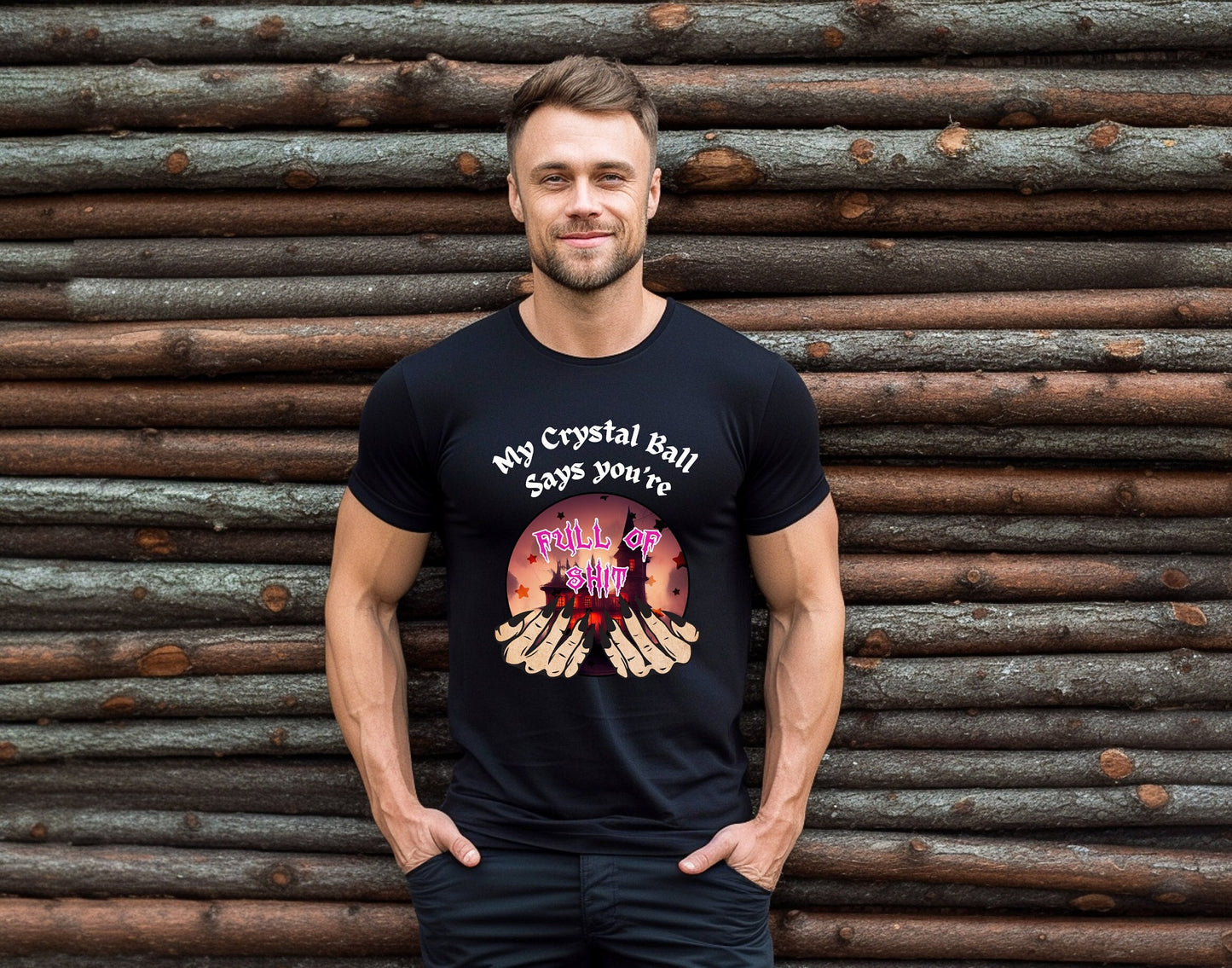 Hilarious crystal ball T shirt sure to get laughs and smiles. Funny Design of My crystal ball says you're full of Shit. Great gift for psychics, mystic, gypsies or anyone with a sense of humor. Get yours Today at www.scorpiontees.etsy.com
