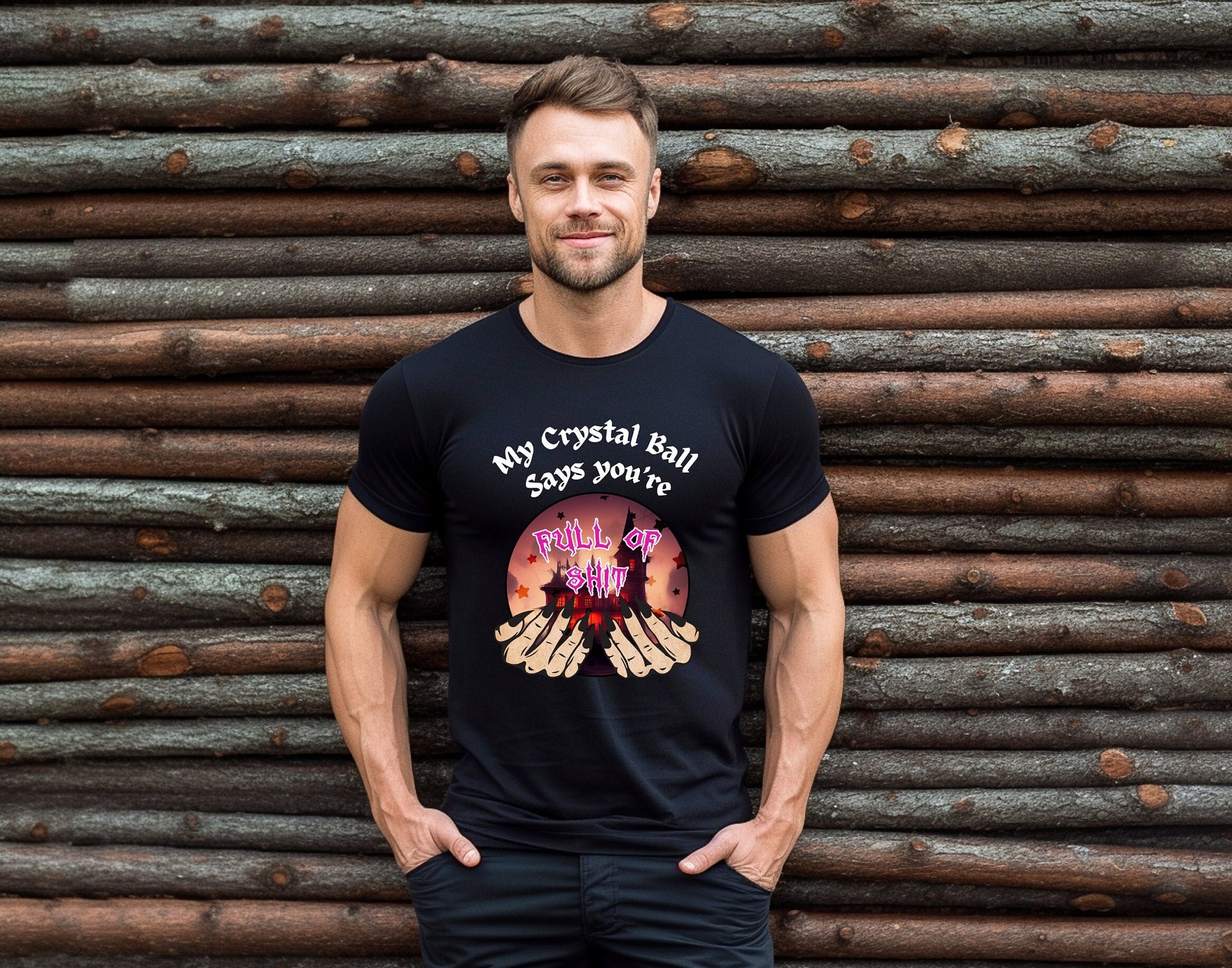 Hilarious crystal ball T shirt sure to get laughs and smiles. Funny Design of My crystal ball says you're full of Shit. Great gift for psychics, mystic, gypsies or anyone with a sense of humor. Get yours Today at www.scorpiontees.etsy.com