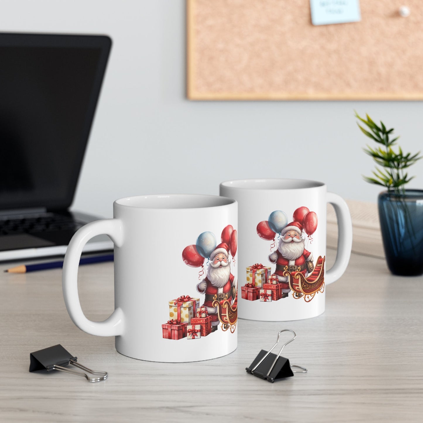 Santa Presents and Sleigh Christmas Mug, Perfect Holiday Cheer Coffee Mug, Gift Mug for X-Mas Spirit, Cute X-Mas mug for Family and friends