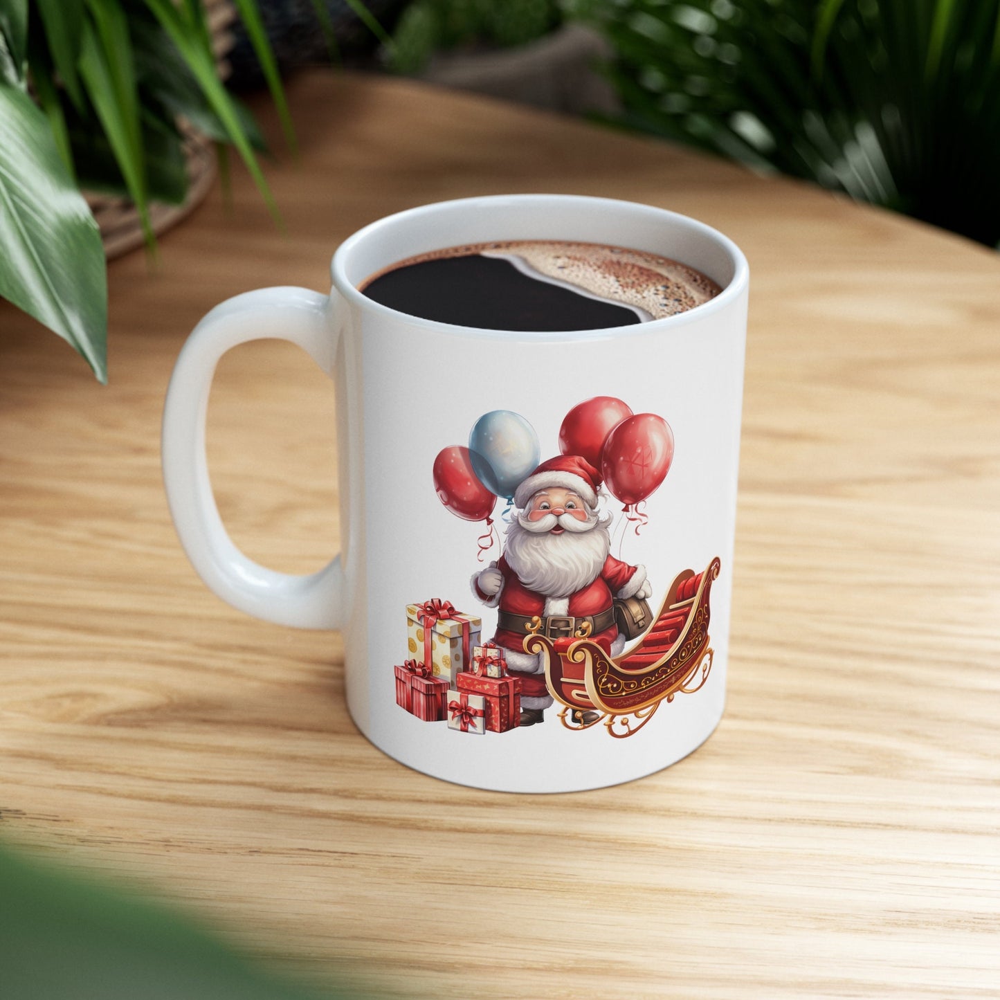 Santa Presents and Sleigh Christmas Mug, Perfect Holiday Cheer Coffee Mug, Gift Mug for X-Mas Spirit, Cute X-Mas mug for Family and friends