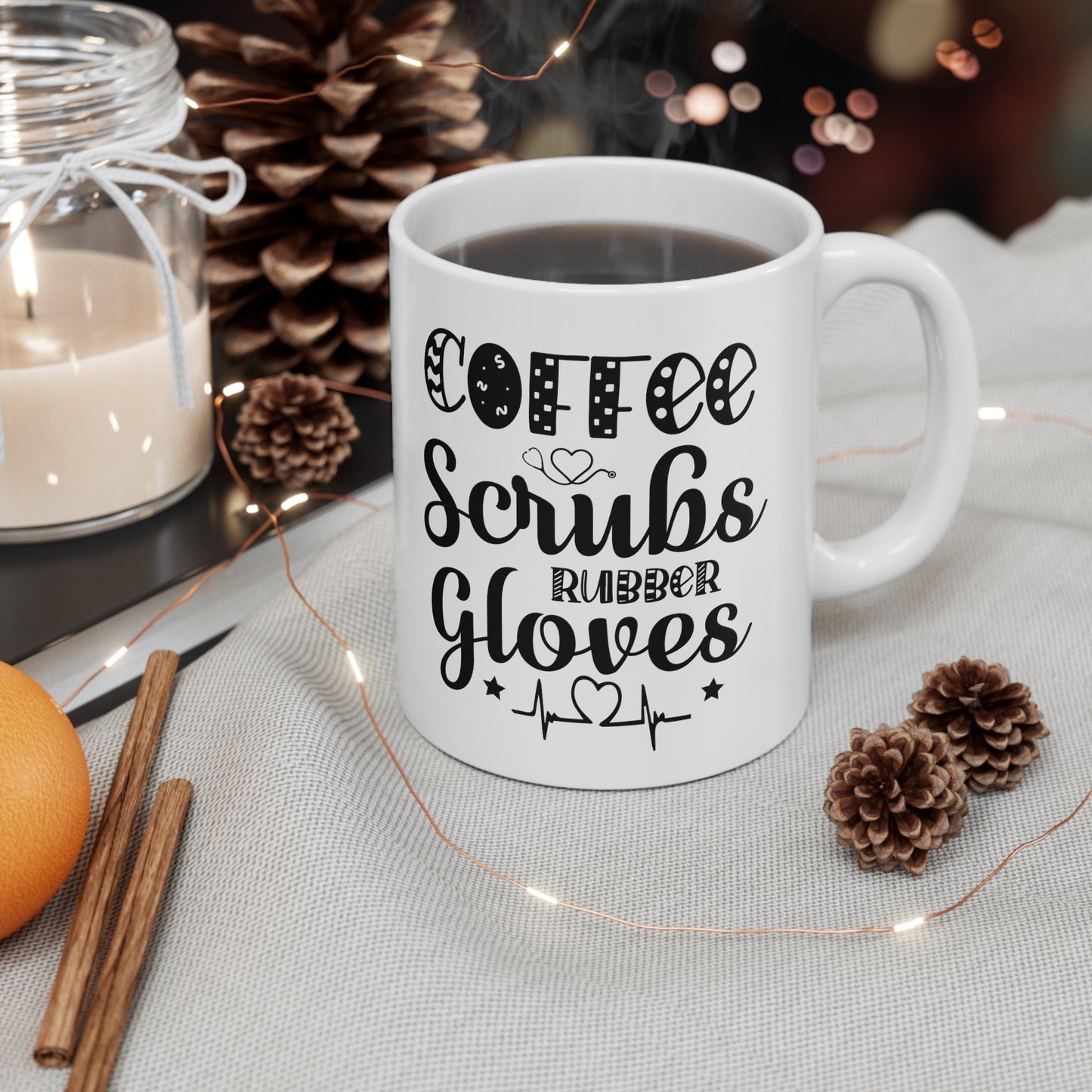 Coffee Scrubs Rubber Gloves Nursing Mug, I love nurses Mug, Awesome gift Mug for a Special nurse, Thank you gift Mug for Loving nurse