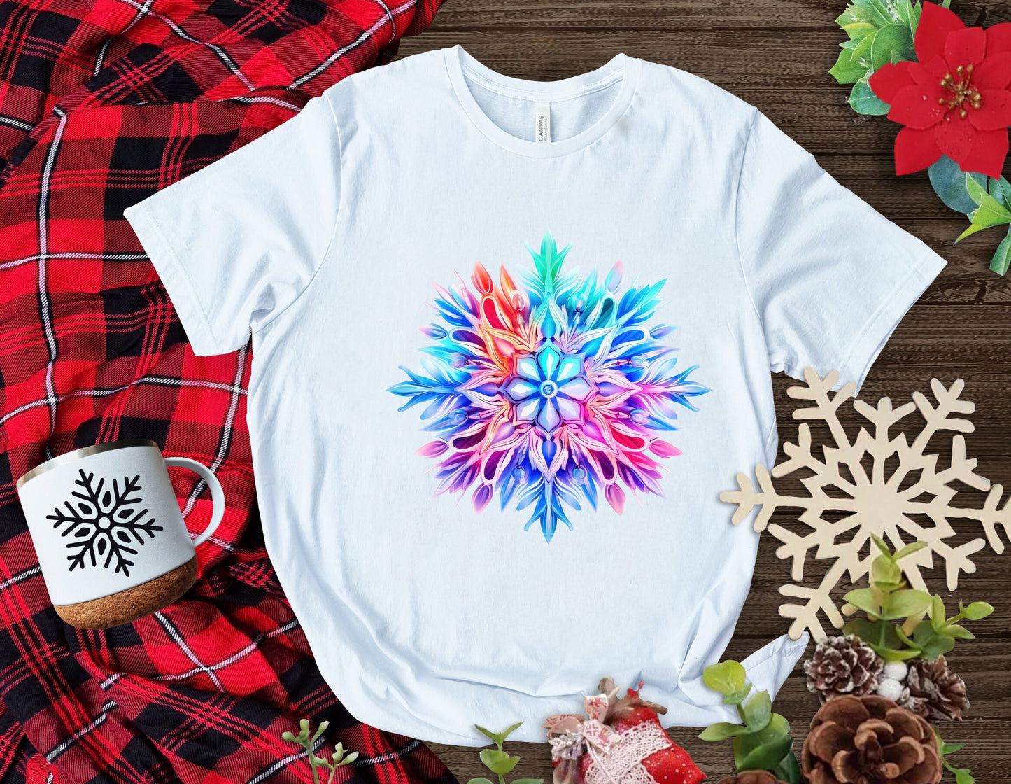 Snow Flake Christmas T-Shirt, Perfect Holiday Cheer Tee, Gift Shirt for Christmas Spirit, Cute Xmas Shirt for Family and friends
