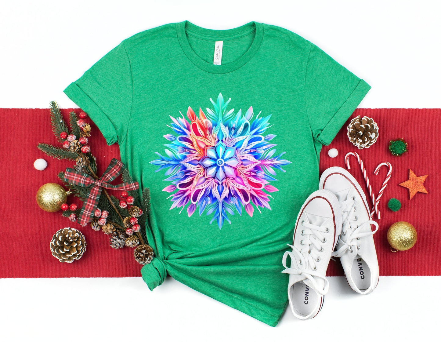 Snow Flake Christmas T-Shirt, Perfect Holiday Cheer Tee, Gift Shirt for Christmas Spirit, Cute Xmas Shirt for Family and friends