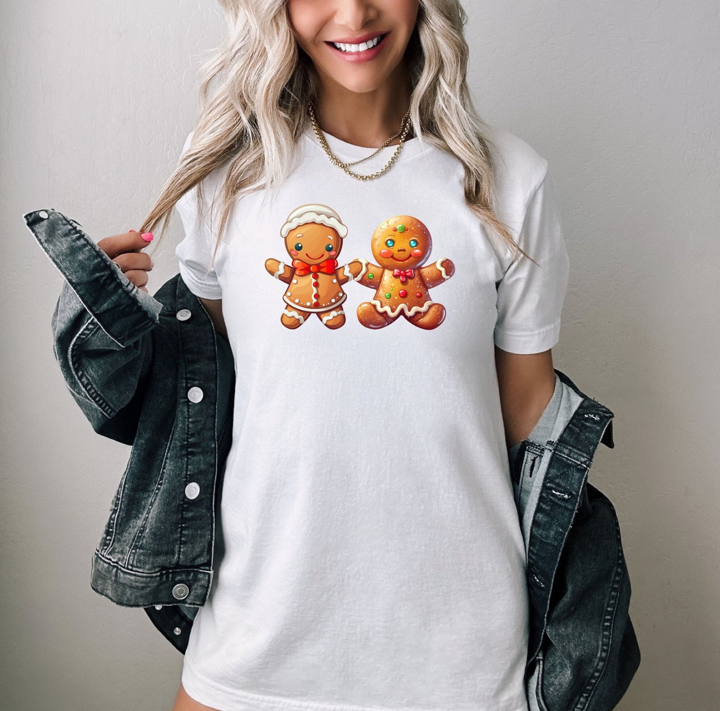 Gingerbread Man and Woman T-Shirt, Perfect Holiday Cheer Tee, Gift Shirt of Christmas Spirit, Cute Xmas Shirt for Family and friends